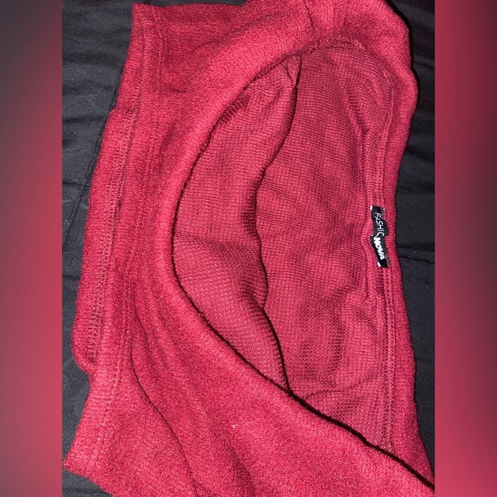 Two piece fashion nova burgundy off the shoulder